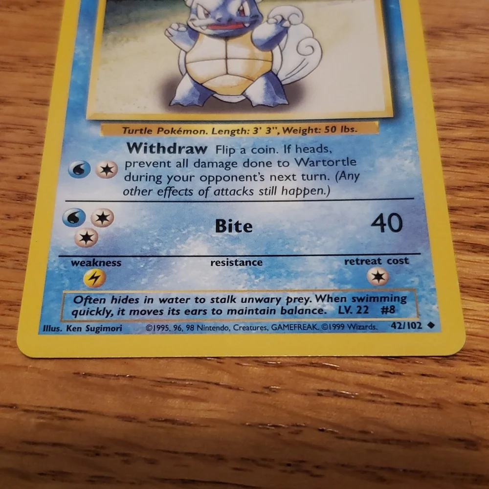 Wartortle UNCOMMON Pokémon Card 42/102